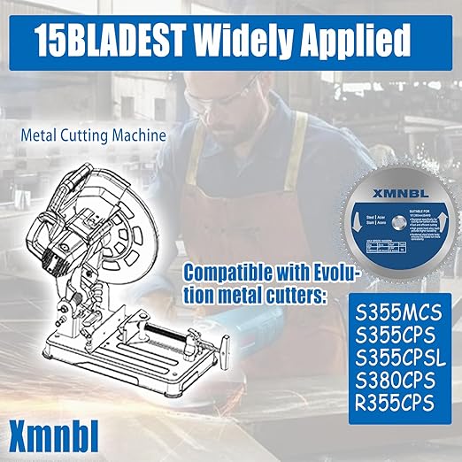 15-Inch Metal Cutting Saw Blade,Replacement for Evolution 15-Inch Metal Cutting Saw Blade,Compatible with Evolution S380CPS EVOSAW380 Saw,15 x 70 Teeth,1-Inch Center,3 Warranty