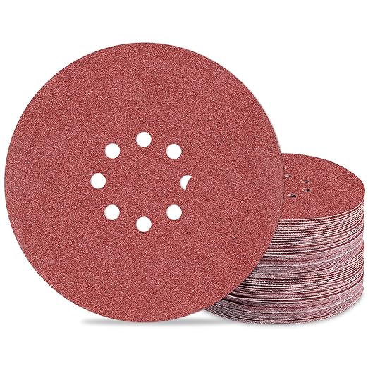 9 inch Sanding Discs 120 Grit 8 Holes Hook and Loop Sandpaper for Drywall Sander 60Pack