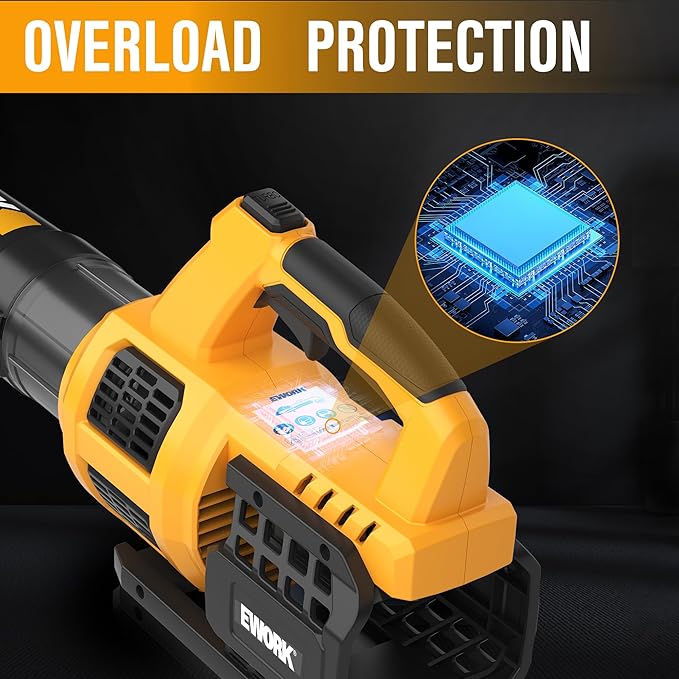 EWORK 21V Cordless Leaf Blower, Powerful Turbo Mode & 550 CFM, 2횞3.0Ah Batteries & Fast Charger, Lightweight Electric Leaf Blowers for Lawn Care, Patio, Leaves & Dust