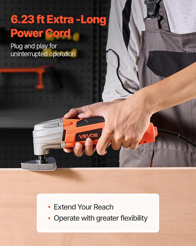 VEVOR Oscillating Tool Multitool, 2.2Amps 22,000 OPM Electric Oscillating Multi Tool Kit Corded with 2.8째 Oscillating Angle, 7PCS Saw Accessories for Cutting, Scraping, Sanding, Floor Stripping