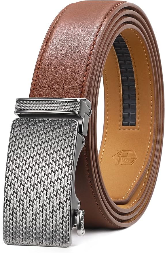 Zitahli Belt Men, Ratchet Belt Dress with 1 3/8" Premium Leather,Slide Belt with Easier Adjustable Automatic Buckle