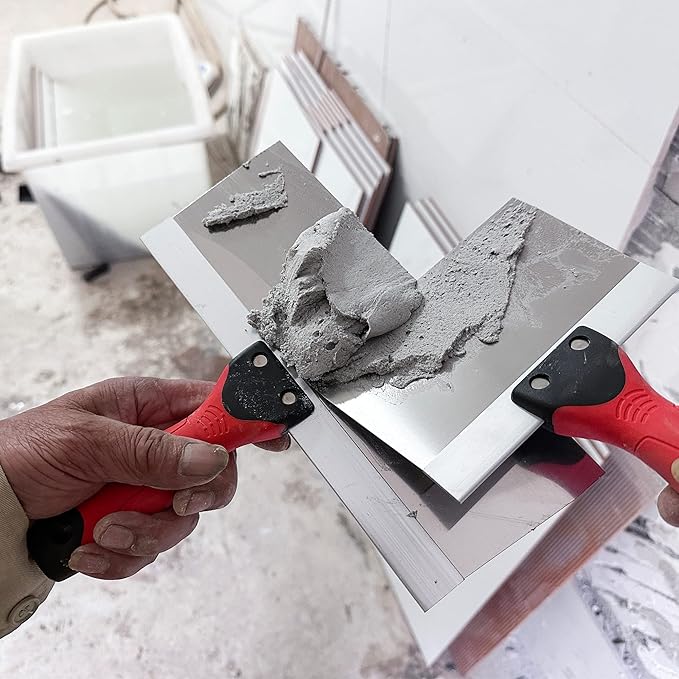Drywall Taping Knife 5 PCS Stainless Steel Taping Knives, 6"/8"/10"/12"/14" Premium Drywall Skimming Blades with Nonslip Rubberized Grip Handle,Perfect Drywall Tool,Finishing and Patching
