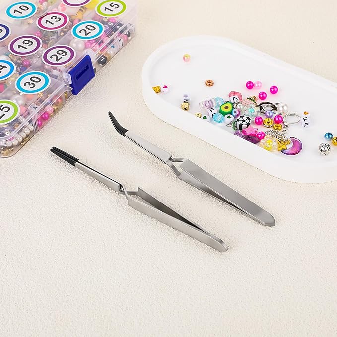2 Pieces Rubber Tipped Tweezers Set Reverse Stainless Steel Cross Locking Tweezers PVC Tips Bent and Straight Flat Tip Tweezers Stamp for Coins Jewelry Hobby Crafts Industrial Electronic