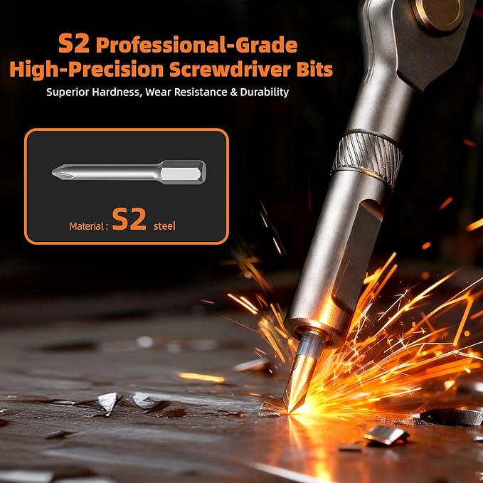 42-in-1 Magnetic Ratchet Screwdriver Set with 40 S2 Steel Bits, Small Repair Tool Kit with Detachable Handle, Precision Screwdriver Set for Furniture, Computer, Bike, Models, Small-Appliance