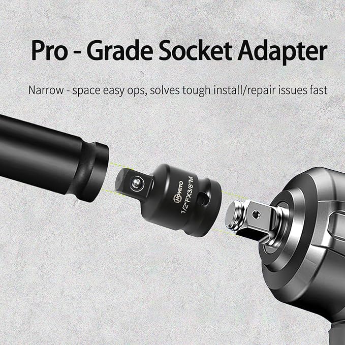 1/2" to 3/8" Male Drive Impact Socket Adapter | Chrome Molybdenum Alloy (Cr-Mo) Steel | Driver Conversions for Impact Wrench & Heavy-Duty Applications
