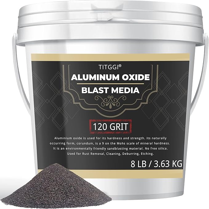 #120 Grit Aluminum Oxide Blast Media (8 LBS/3.6kg) - Premium Long-Lasting Sand Blasting Media, High Abrasive Force Sand Blaster Sand for Metal, Sandblasters, Blasting Cabinet, Blasting Guns -by TITGGI