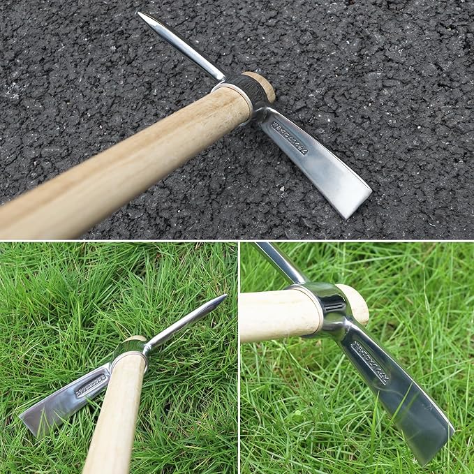 2 PCS 16 Inch Mattock Pick Axe, Stainless Steel Pick Mattock Hoe, Garden Pick, Pick Mattock for Weeding, Loosening Soil, Planting Vegetables, Digging Holes, Chopping Roots and Much More