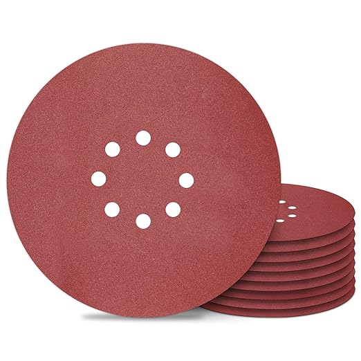Awutzut 9 inch Sanding Discs 180 Grit 8 Holes Hook and Loop Sandpaper for Drywall Sander 10Pack