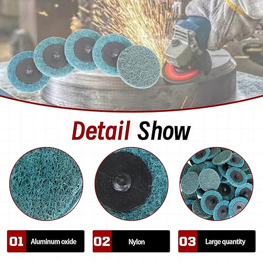 findmall 50Pcs 2 Inch Blue Quick Change Surface Prep Conditioning Discs, Fine Grit for Cleaning, Finishing and Deburring on Metals
