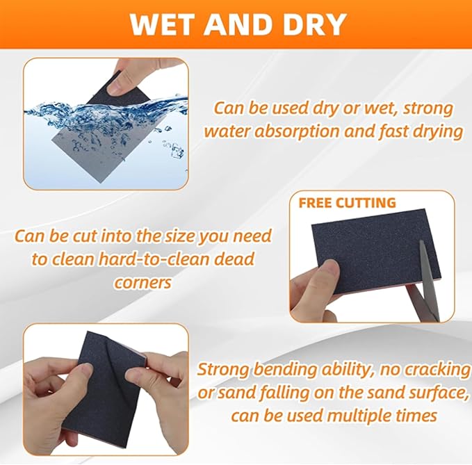 16 Pcs 800 Grit Sanding Sponge, Ultra Fine Sandpaper Assortment Pads, Soft Foam Sanding Block Dry Wet Sandpaper for Model Drywall Metal Wood Furniture Polishing (P800)