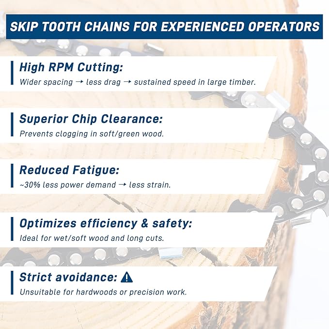 SawWorks 3-Pack Skiptooth 28 Inch Chainsaw Chain 3/8" Pitch .050" Gauge 93 Drive Links for X-CUT C83S Husqvarna 585550093, 585551293, Oregon 72EXJ093G and More