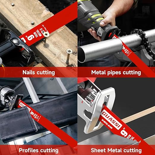 15 Pack 9 inch 20/24 TPI Reciprocating Saw Blade, Bi-Metal Sawzall Blades for Less 1/8" Thin Metal, PVC Nails Screw Soft Metals Steel Pipe, Longer Life Faster Smooth Cutting Speed, for Diablo DS0920BF