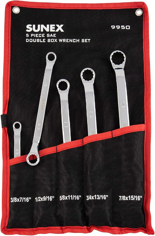 Sunex 9950 SAE Double Box Wrench Set, 5 Piece