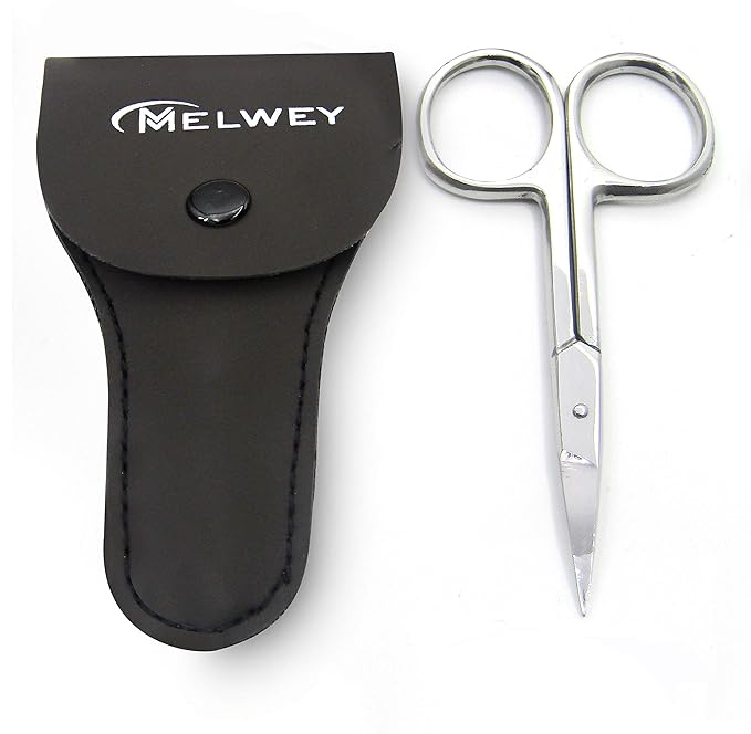 Eyebrow Scissors & Small Cuticle Scissors, 3.7 Inches ??Curved Blade Manicure TSA Scissors, Stainless Steel for Eyelashes, Facial Hair, Pubic Hair, Men?셲 Moustache & Beard