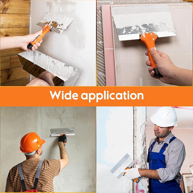 4 Inches Spackle Knife Tools, Putty Scraper, Ergonomic Grip Tapping With Hammer End for Drywall Work
