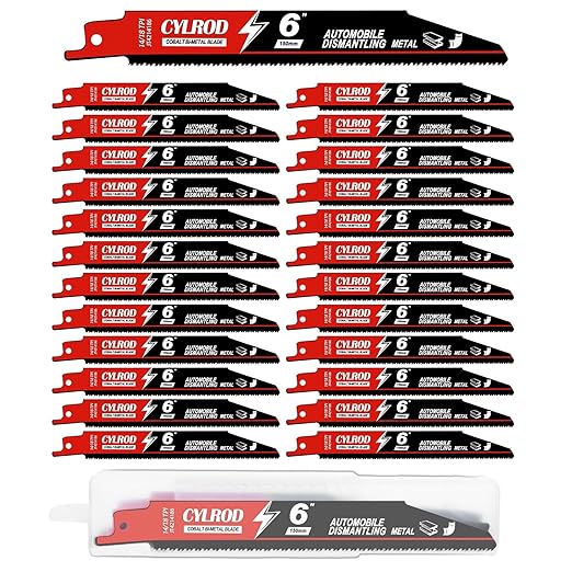 25 Pack 6 in 14/18 TPI Reciprocating Saw Blades for Sawzall Blades,M42 Steel Cobalt Bi-Metal Blades for Automobile Dismantling Metal Cutting,Replace for Milwaukee for Dewalt for Diablo Blade