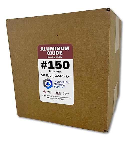 Aluminum Oxide - 50 lbs. or 22. 69 kg. - Sand Blasting Abrasive Media for Sandblasters, Sandblast Guns and Blast Cabinets (#150 - Fine)