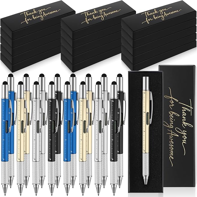 20 Sets Employee Appreciation Gifts for Adult Men Multi Tool Pen with Motivational Quote Boxes Stocking Stuffers Bulk for Father's Christmas White Elephant Gifts (Colorful)