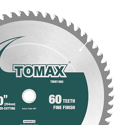 TOMAX 10-Inch 60 Tooth ATB Fine Finish Saw Blade with 5/8-Inch Arbor