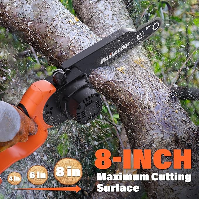 MAXLANDER 2-in-1 Cordless Pole Saw & 8 Inch Brushless Chainsaw, 20V Electric Pole Saws for Tree Trimming, Battery Powered Pole Saws with Extension pole & 2 x 3.0Ah Battery