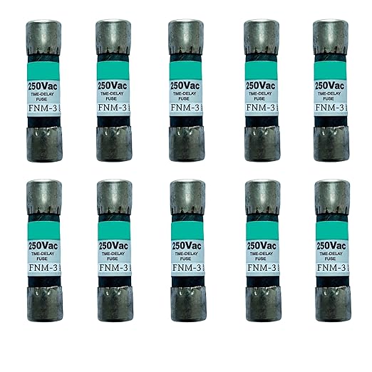 10-Pack New FNM-3 FNM-3A FNM 3A 250Vac Time Delay Fuse,FNM-3A Current Limiting Class CC Rejection Cartridge Fuses