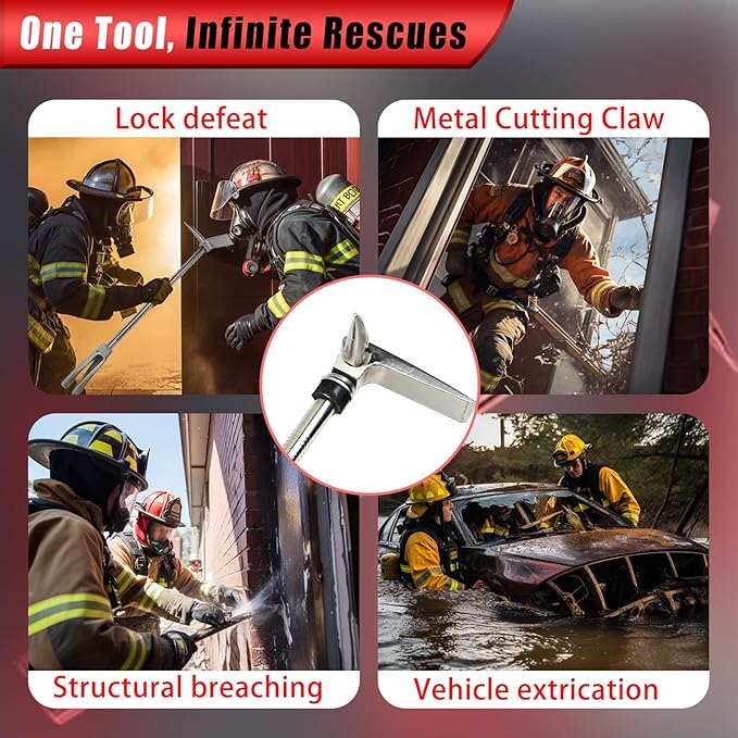 Halligan Bar Set - 12/18/24/30/35" Firefighter Tool - Forged Steel One-Piece Construction | Fork Gap Design
