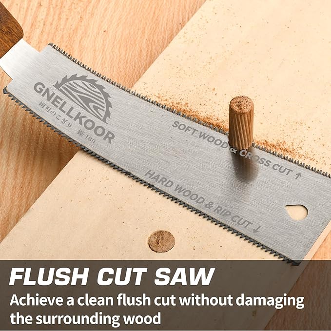 Japanese Hand Pull Saw, 7 In Ryoba Double Edge Saw of 12/18 TPI Professional Rip, Cross & Flush Cut to Help Carpenter for Achieve Soft Hard Woods Cutting Quickly Accurately Without Scratches