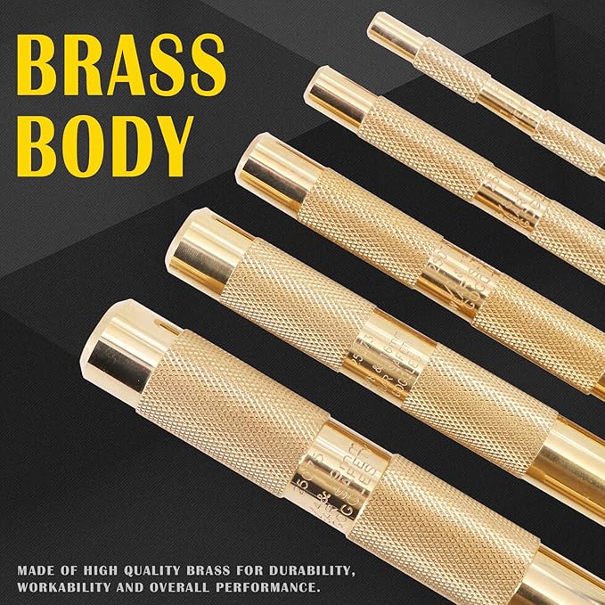 5 Brass Drift Punch Set, Hand Tool Punches Tools for Home use 1/4-Inch 3/8-Inch 1/2-Inch 5/8-Inch 3/4-Inch 1/4'' 3/8'' 1/2'' 5/8'' 3/4'' 5 Pc. Replace 67003-MAI 045256670034