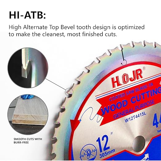 Circular Saw Blade Woodworking TA Series, 12" 44-Tooth Arbor 1", General Purpose Wood Cutting,Special Anti-Thermal Adhesion Coating on Cutting Head -TA,High Finish, Long Life,12" 44T TA