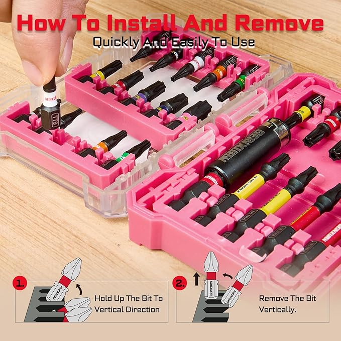 65Pieces Impact Screwdriver Bits Set, Magnetic S2 Steel Phillips/Square/Torx Insert Power Bits Tips,Impact Bit Holder and Nut Driver with Storage Box Case