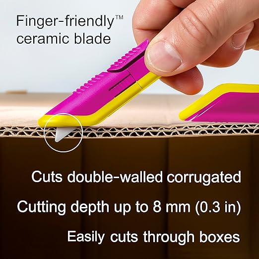 Slice Box Cutter, Heavy Duty Utility Knife, Safe Ceramic Blade Lasting 11x Longer than Metal, Fuchsia, 1 Pack