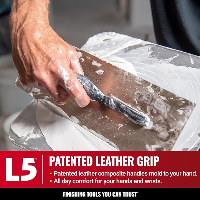LEVEL5 16" x 4.75" 0.7 MM Flat Drywall Trowel | Triple-Hardened Stainless Steel, High-Impact Handle | Sheetrock Gyprock Wall-Board Plasterboard | 4-963