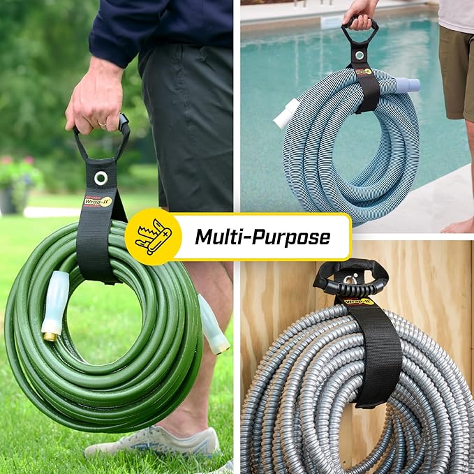 Easy-Carry Wrap-It Storage Straps - 28??(2-Pack) Black with Grommet - Cord Wrap and Hose Organizer for Your RV Tool Kit