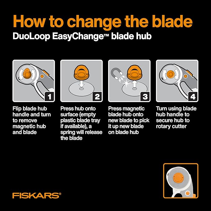Fiskars 60mm Titanium Rotary Blades (2 Pack) - Rotary Cutter Blade Replacement - Crafts, Sewing, and Quilting Projects - Silver