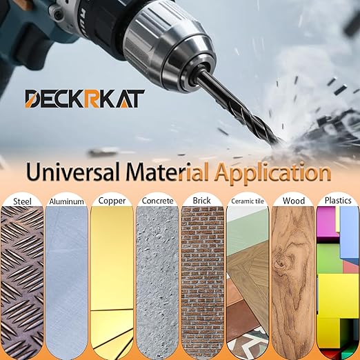 DECKRKAT 10-Piece Black Masonry Drill Bit Set for Concrete, Brick, Tile - Carbide Tipped, Quick Change 1/4" Hex Shank (5/32" x1, 3/16" x1, 1/4" x4, 5/16" x2, 3/8" x1, 1/2" x1) w/Storage Case