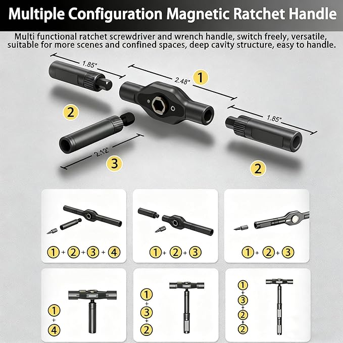 42 - in - 1 Magnetic Screwdriver Set: DIY Ratchet with Detachable Handle. Multi - bit Drive. Compact, Portable Tool Kit for Computer, Bicycle, Furniture Repair