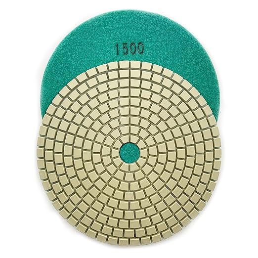 7" High Performance Dry Stone/Concrete Polishing Pads, 2.2mm Segment Height, Turbo Style, 1500 Grit