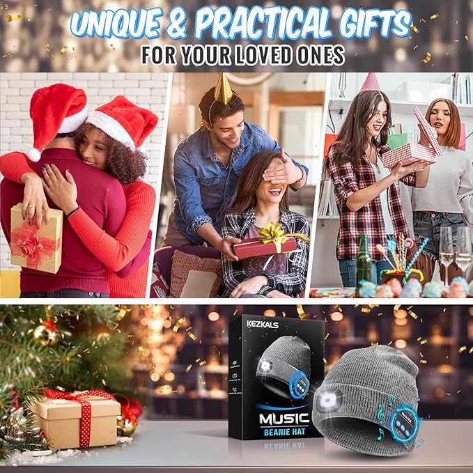 Gifts for Men Bluetooth Beanie Hat, Stocking Stuffers for Adults, Mens Gifts for Christmas, White Elephant Gift for Adults, Gift for Men Who Want Nothing Cool Gadgets, Bluetooth Hat for Husband Women