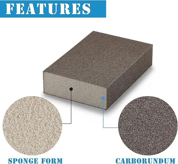 8Pcs 220 Grit Sanding Blocks, Jamiikury Sanding Sponge Washable and Reusable, Wet Dry Sandpaper Sponge for Wood Metal FurniturePaint and Drywall