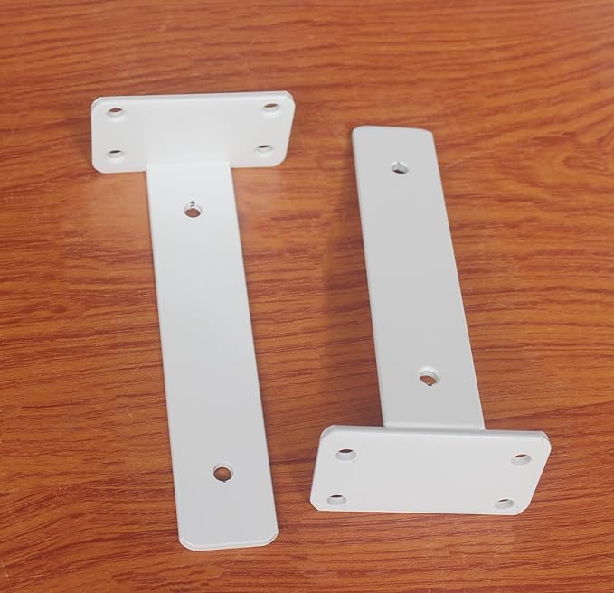 6 Pack - 7 inch White Hidden L Shelf Bracket (1/5 Inch Thicked) Iron Floating Shelf Brackets Rustic Industrial Metal Brackets for Shelf Support