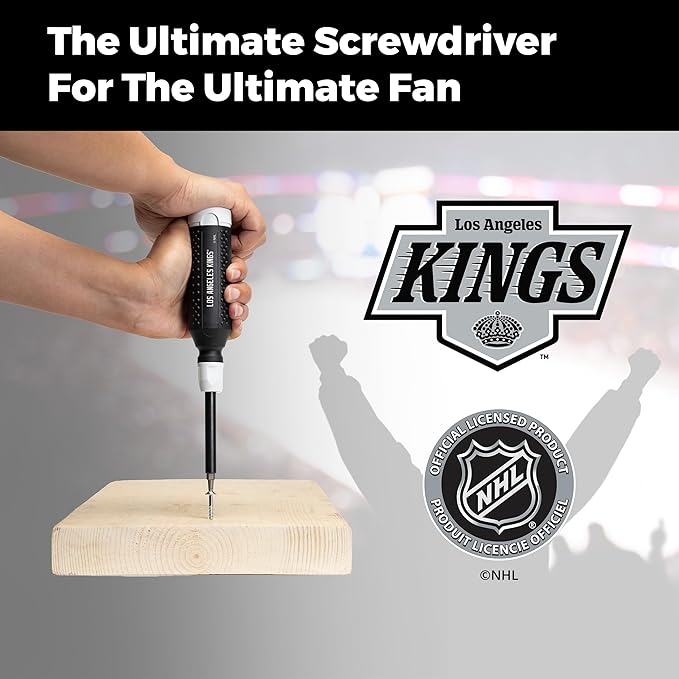 MEGAPRO짰 NHL짰 Team Edition Multi-bit Screwdriver | Officially Licensed NHL짰 Gear | Durable, Ergonomic, Pro-Grade Screwdriver (Los Angeles Kings짰)