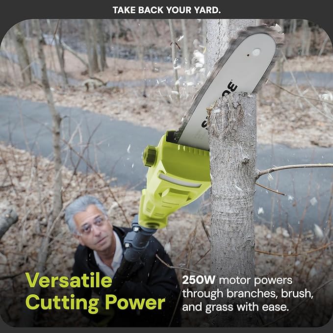 Sun Joe Cordless Lawn Care System, Grass & Hedge Trimmer Combo Power Tool Kit with 8??Pole Saw, Batteries & Charger - Heavy-Duty Trimming Machine Set for Lawn, Yard & Gardening Care, IONMAX GTS4002C