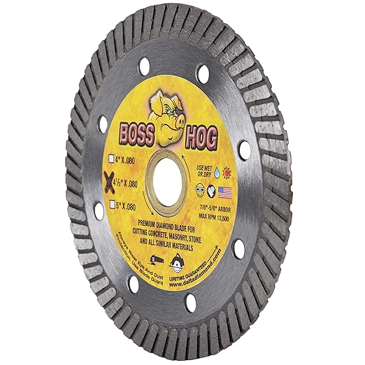 Delta Diamond Boss Hog 4 1/2 Inch 3 Pack Turbo Premium Diamond Blade for Masonry, Brick, Block, Pavers, Concrete, Stone, Wet/Dry Cutting, Continuous Rim (4.5" 3 Pack)