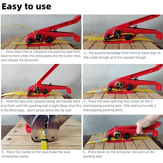 LNYEBN All-in-One Banding Strapping Kit with Poly Strapping Tensioner, 3200" PP Band, 100 Metal Seals, and Sealer Tools