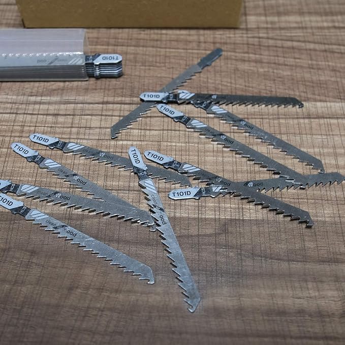 TAROSE 20-Piece T101D 4 Inch 6 TPI Assorted T-Shank Jig Saw Blades Set for Clean Cutting Wood