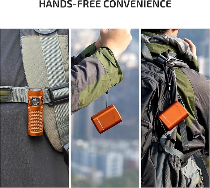 OLIGHT Baton4 Rechargeable EDC Flashlight, LED Pocket Light 1300 Lumens with Magnetic Charging Cable, 6 Modes, Powerful Bright IPX8 Waterproof for Home, Camping and Emergencies (Orange)