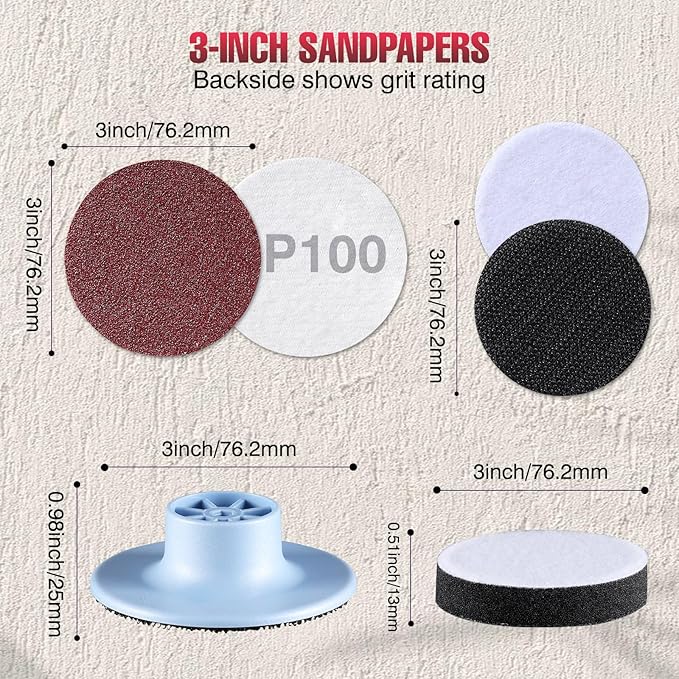 LET'S RESIN LRP-2393 4-in-1 Resin Sander Accessory Kit - 203pcs 3 Inch Hook & Loop Sandpapers, Sanding Disc & 2*Buffing Pads (60/80/100/180/320/600/1000/1500/2000/5000) for Resin Crafts