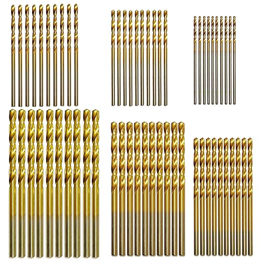 60PCS Mini Titanium Twist Drill Bit Set (3/64"-1/8"), HSS43 Fully Ground Micro Drill Bits for Wood, Metal,Plastic, Aluminum Alloy,Steels