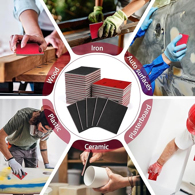 27 Pcs Sanding Sponge Pads 320 Grit, Wet Dry Washable Foam Sanding Block, Abrasive Sand Paper, Reusable Sanding Paper for Hand Sanders, Wood, Metal, Auto, Drywall, Furniture Polishing