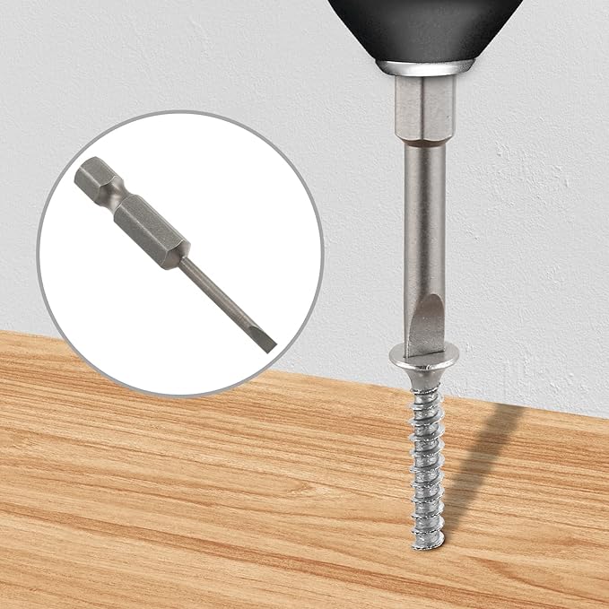 10 Pcs SL3 Magnetic Slotted Screwdriver Bits S2 Steel Flat Head Screwdriver Bits with 1/4 Inch Hex Shank, 2 Inch Length